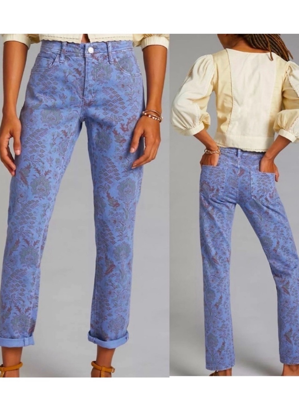 Anthropologie Pilcro The Slim Boyfriend Jeans Vintage Floral Boho Sz 28